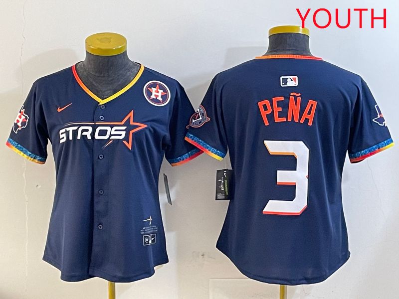 Youth Houston Astros 3 Pena Drak Blue Fourth generation Joint Name 2025 Nike MLB Jersey style 4